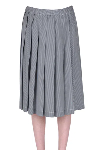 Aspesi Pleated Striped Skirt In Black