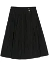 Aspesi Pleated Taffeta Midi Skirt In Black