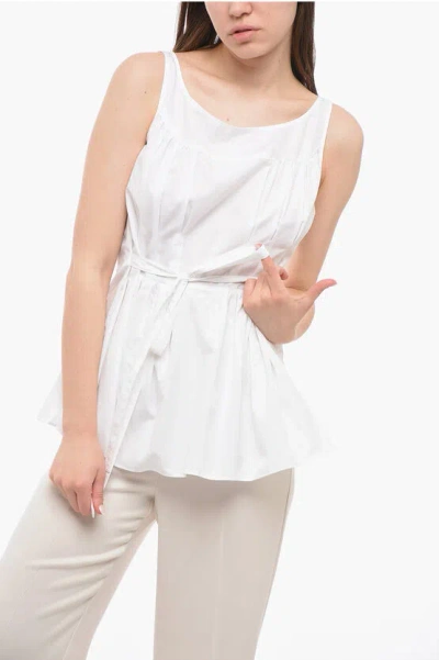 Aspesi Pleated Top With Belt In White