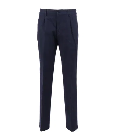 Aspesi Pleated Zipper Casual Pants In Blue