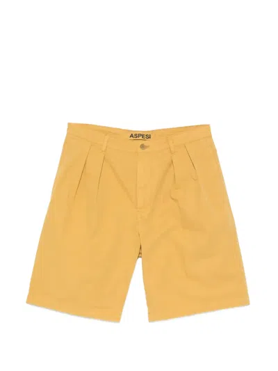 Aspesi Pleated-detail Shorts In Gold