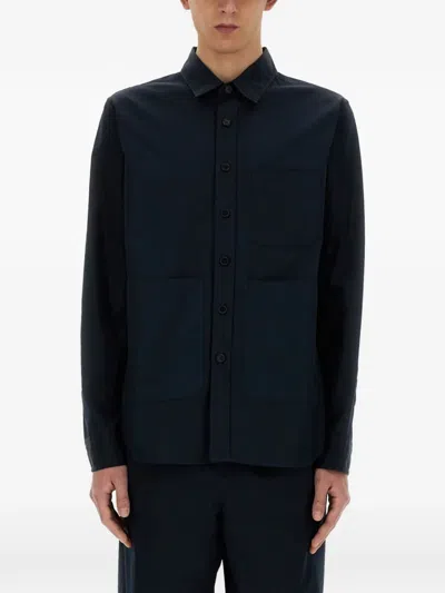 Aspesi Pocket Cotton Shirt In Blue