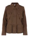 Aspesi Pocketed Collared Military Jacket In Brown
