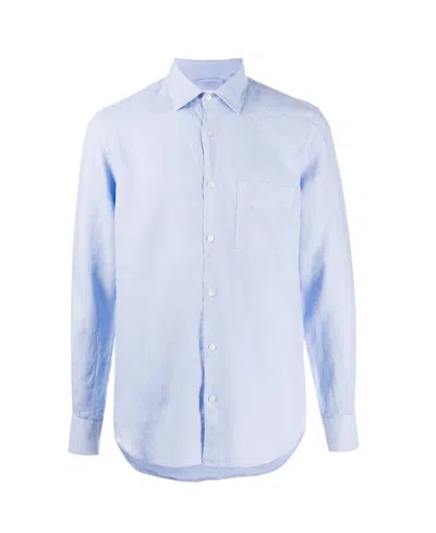 Aspesi Pointed-collar Long-sleeved Shirt In Blue
