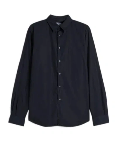 Aspesi Pointed Collar Long-sleeved Shirt In Blue