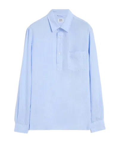 Aspesi Pointed Collar Long-sleeved Shirt In Blue