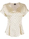 Aspesi Polka-dot Flared Silk Blouse In Nude