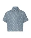 Aspesi Polka Dot-print Cropped Shirt In Gray
