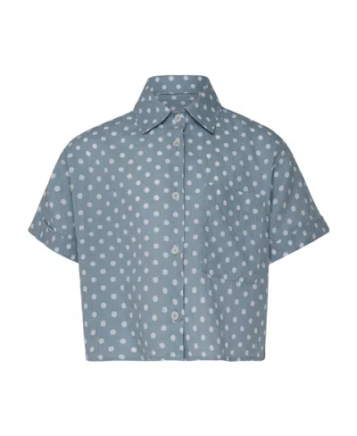 Aspesi Polka Dot-print Cropped Shirt In Gray
