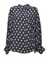 Aspesi Floral-print Viscose Crepe Blouse With Pleated Back In Black