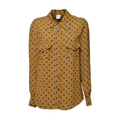 Aspesi Polka Dot Print Western-style Blouse In Viscose Crepe In Brown