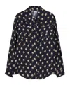 Aspesi Floral-print Viscose Crepe Blouse With Pleated Back In Black