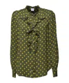 Aspesi Polka Dot Viscose Crepe Shirt In Green