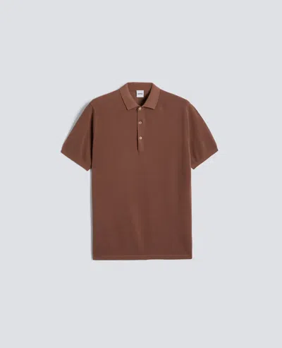Aspesi Polo Amanches Courtes En Coton Pique Teint Ala Teinte In Brown