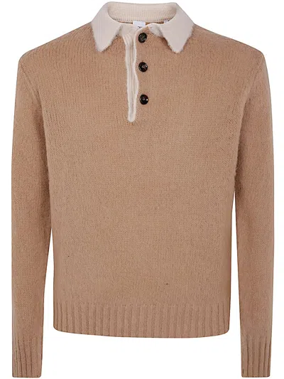 Aspesi Polo Maglia Con Contrasto In Brown