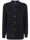 Aspesi Button-front Long-sleeve Knit Top In Black