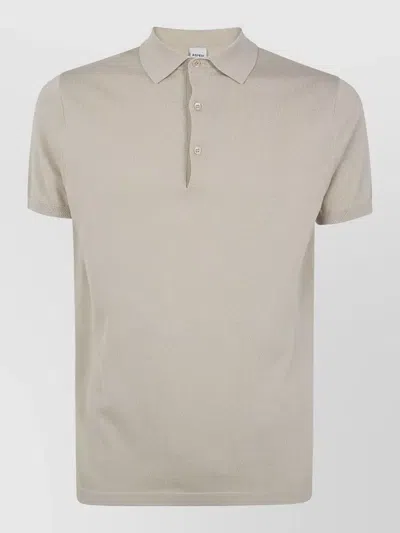 Aspesi Polo Shirt Ribbed Collar Short Sleeves In Neutral