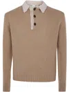 Aspesi Polo Maglia Con Contrasto In Brown