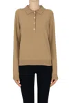 Aspesi Polo Style Cashmere Pullover In Camel