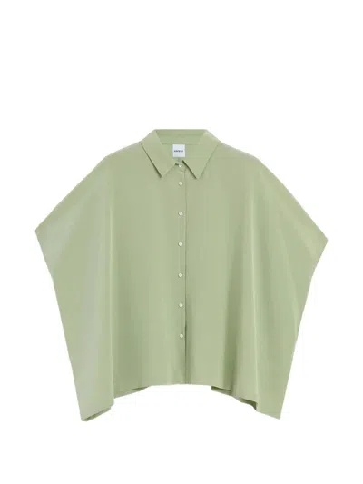 Aspesi Silk Crepe De Chine Shirt In Green