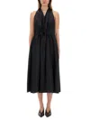 Aspesi Halter Neck Midi Length Sleeveless Dress Waist Tie In Black