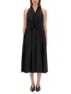 Aspesi Halter Neck Midi Length Sleeveless Dress Waist Tie In Black