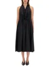 Aspesi Halter Neck Midi Length Sleeveless Dress Waist Tie In Black