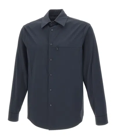 Aspesi Poplin Long-sleeved Shirt In Blue