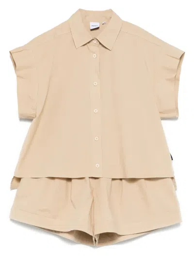 Aspesi Kids' Poplin Short Set In Neutrals