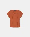 Aspesi Poplin Top With Dart Detailing In Orange