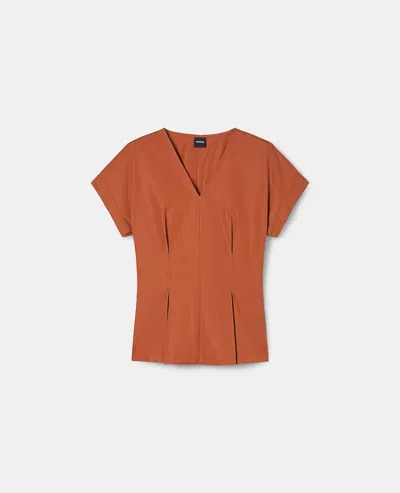 Aspesi Poplin Top With Dart Detailing In Orange