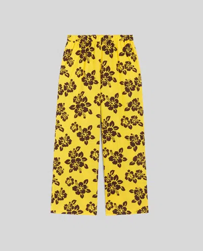 Aspesi Poplin Trousers With Hibiscus Print