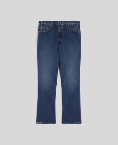 Aspesi Press Cotton Denim Trousers In Blue