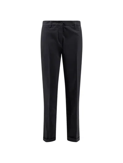 Aspesi Pressed-stud Turn-up Trousers In Black
