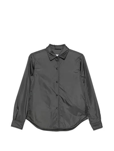 Aspesi Press-stud Curved-hem Shirt In Gray