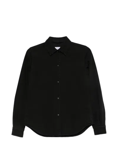 Aspesi Press-stud Curved-hem Shirt In Black