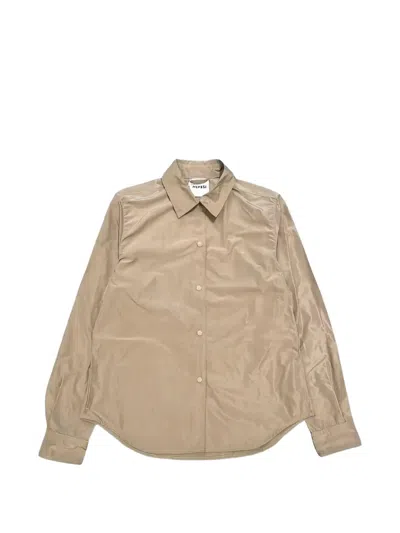 Aspesi Press-stud Curved-hem Shirt In Nude