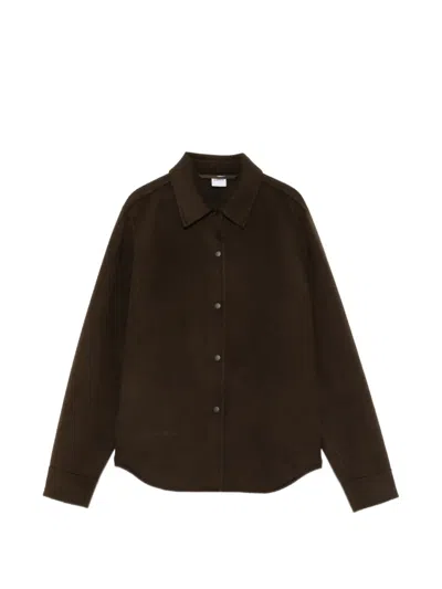 Aspesi Press-stud Felted-texture Shirt In Brown