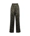 Aspesi Silk Trousers With Camouflage Print And Wide Leg In Black