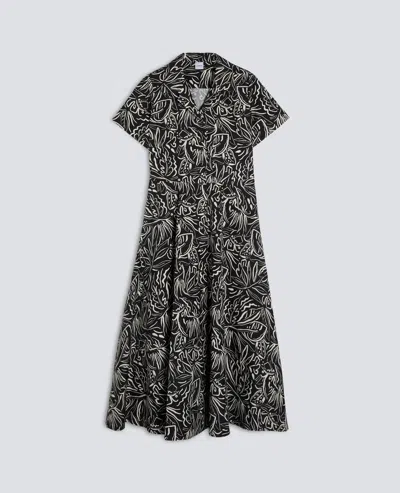 Aspesi Printed Cotton Poplin Dress In Black