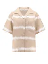 Aspesi Cotton Shirt With Printed Tie-dye Pattern In Neutral