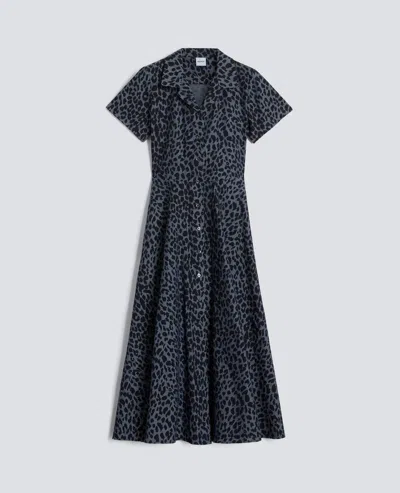 Aspesi Printed Japanese Cotton Chambray Dress In Animal Print