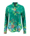 Aspesi Floral Print Round Hem Shirt In Green