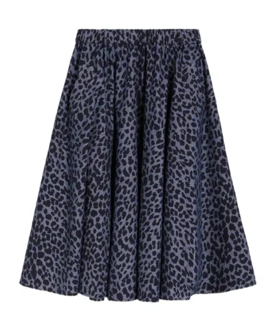 Aspesi Printed Midi Skirt In Blue