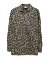 Aspesi Leopard Print Stretch Cotton Shirt In Black