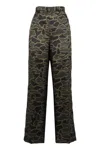Aspesi Silk Trousers With Camouflage Print And Wide Leg