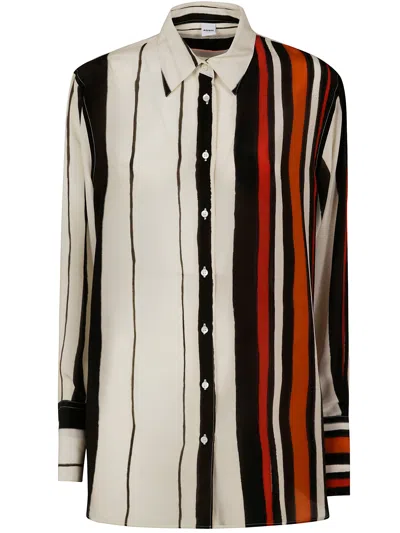 Aspesi Printed Stripes Shirt In Orange Stripes