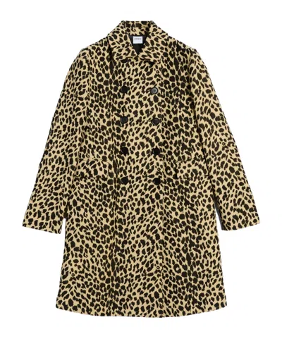 Aspesi Printed Twill Wool Coat In Multi