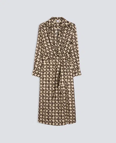 Aspesi Printed Viscose And Silk Twill Dress - Military