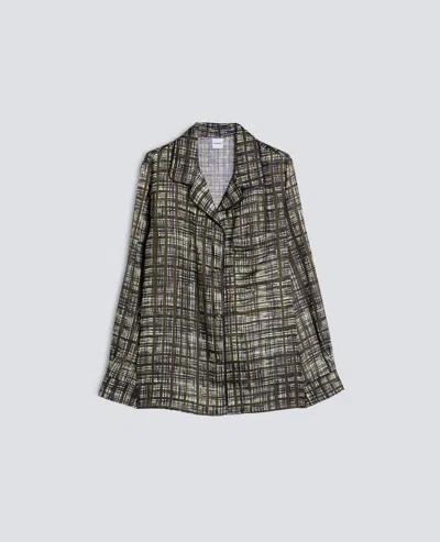 Aspesi Printed Viscose And Silk Twill Pyjama Shirt - Military